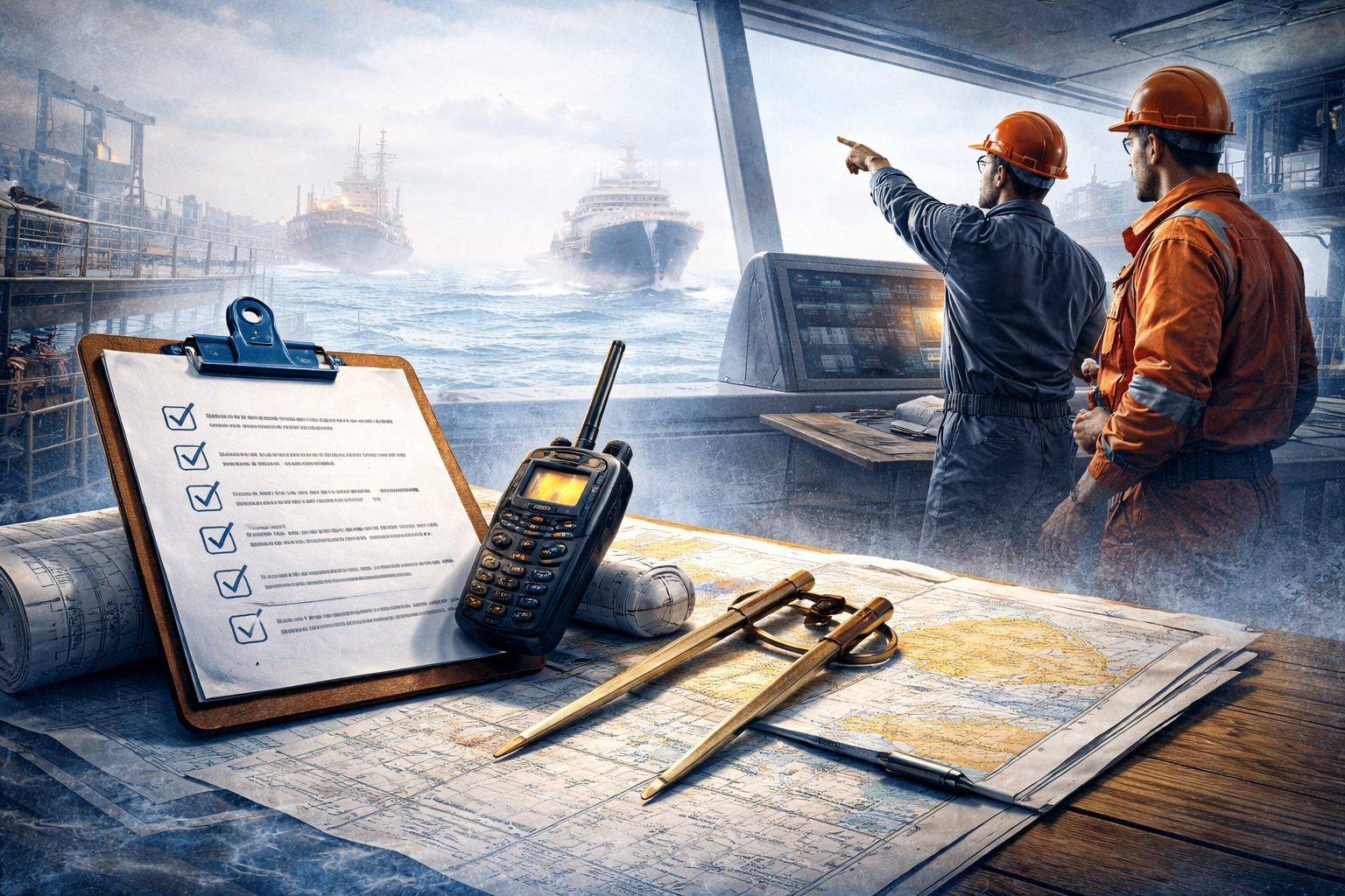 Maritime crew training session in classroom